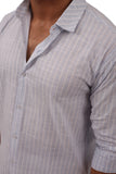 LINEN STRIPPED SHIRT | POWDER BLUE/WHITE