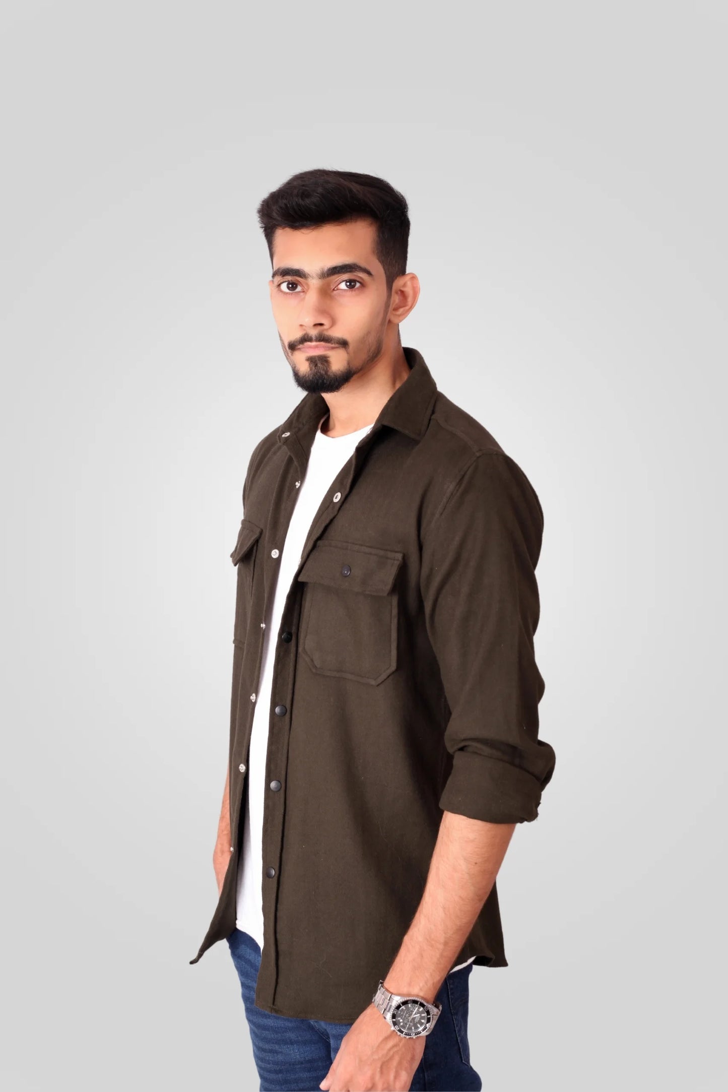 OLIVE FLANNEL SHACKET (FS01)