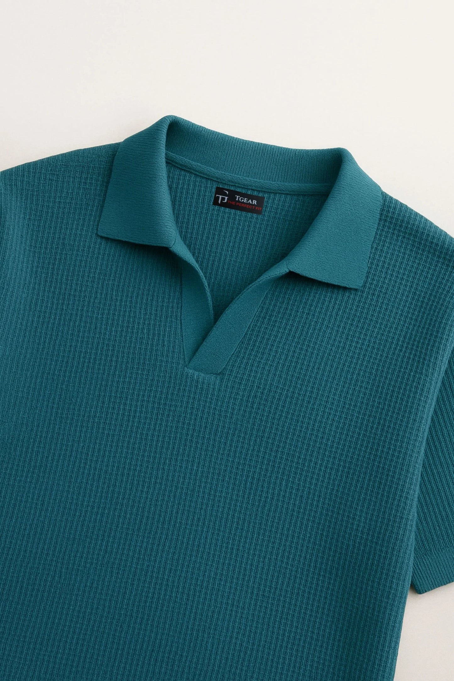 WAFFLE KNIT POLO | SEA GREEN