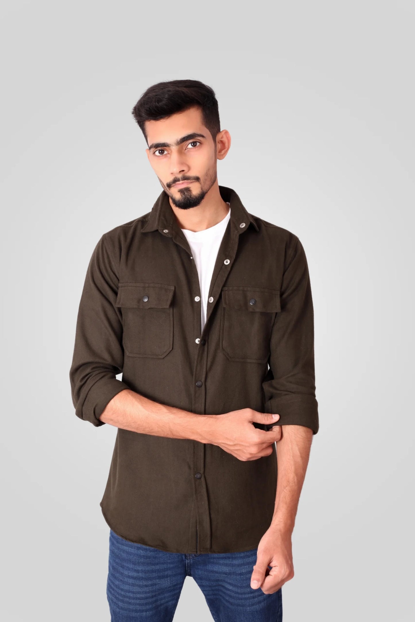OLIVE FLANNEL SHACKET (FS01)