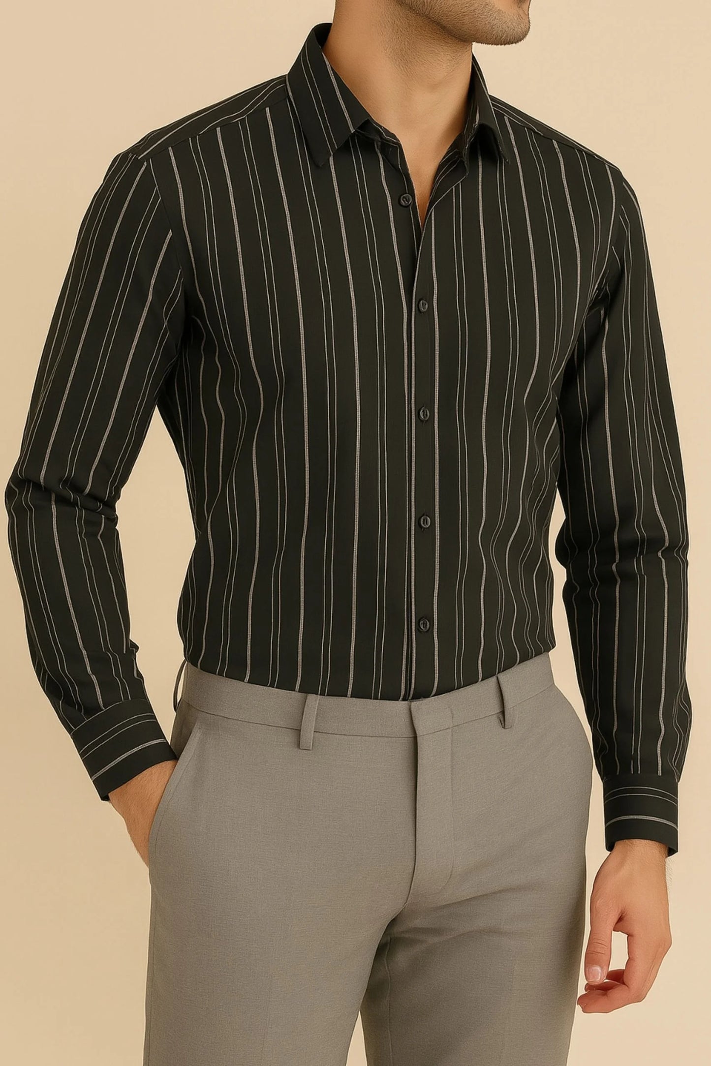 STRIPPED SHIRT | BLACK/SILVER