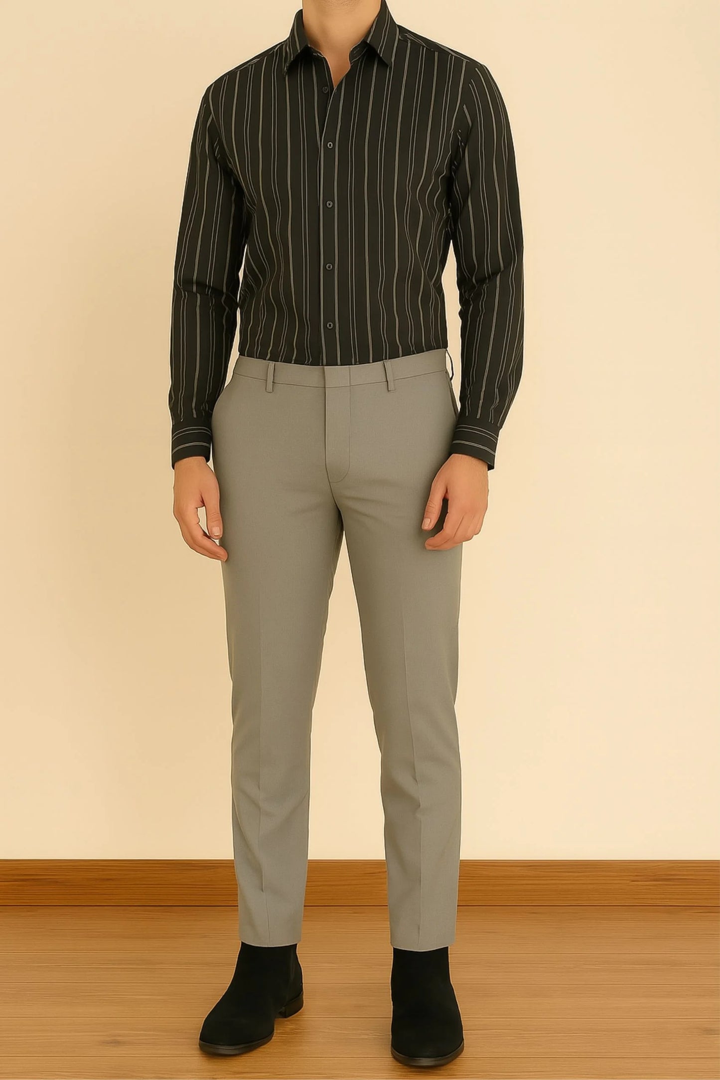 STRIPPED SHIRT | BLACK/SILVER