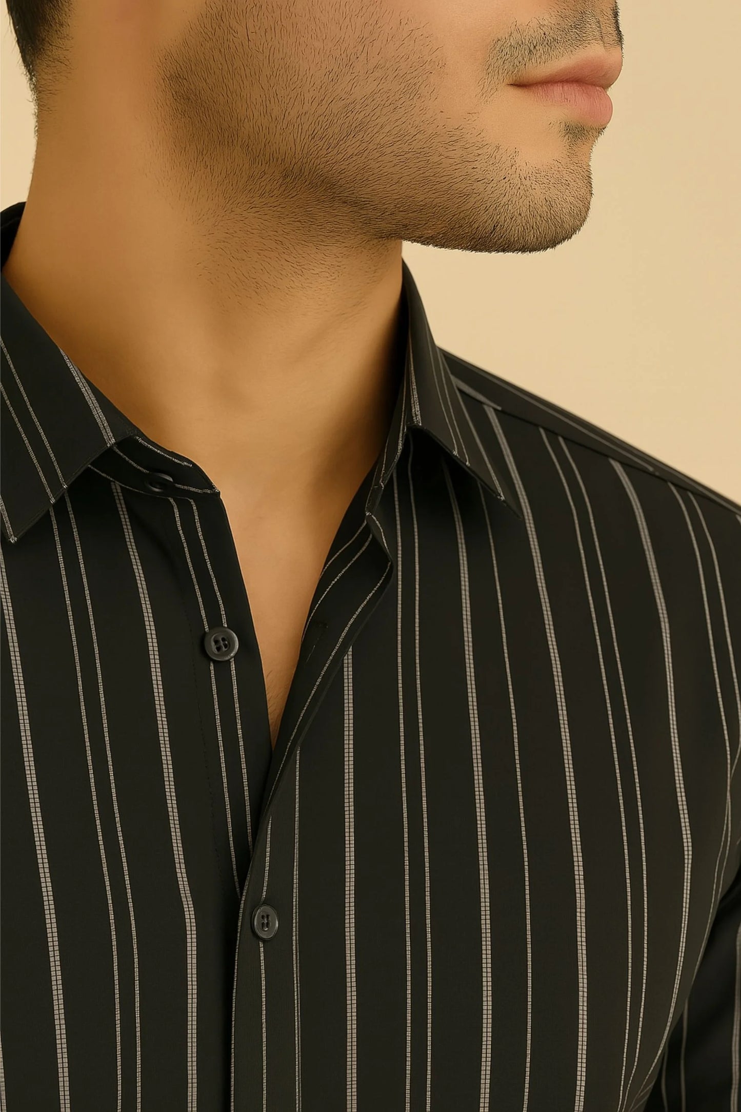 STRIPPED SHIRT | BLACK/SILVER