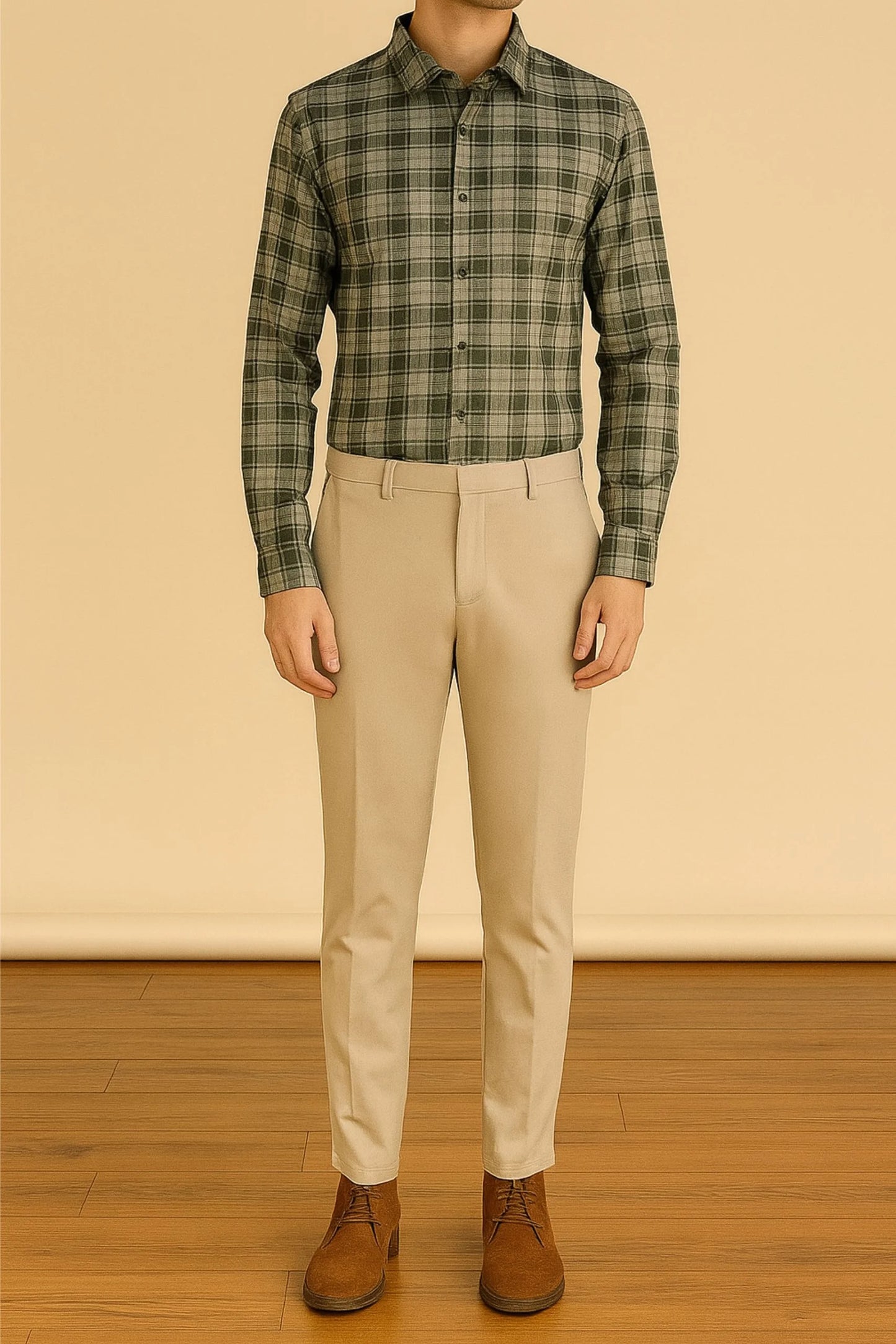 CHECKERED SHIRT | OLIVE GREEN