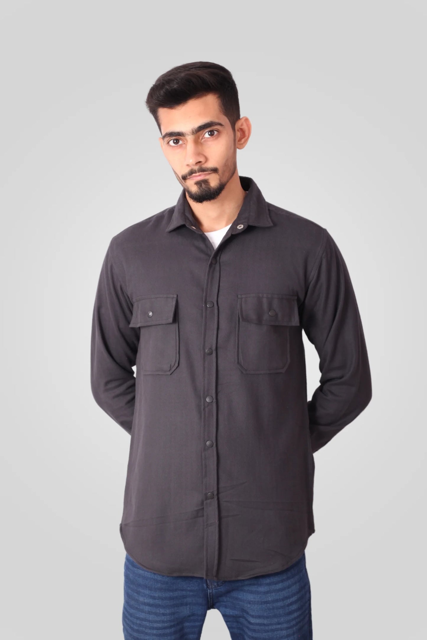CHARCOAL FLANNEL SHACKET (FS03)