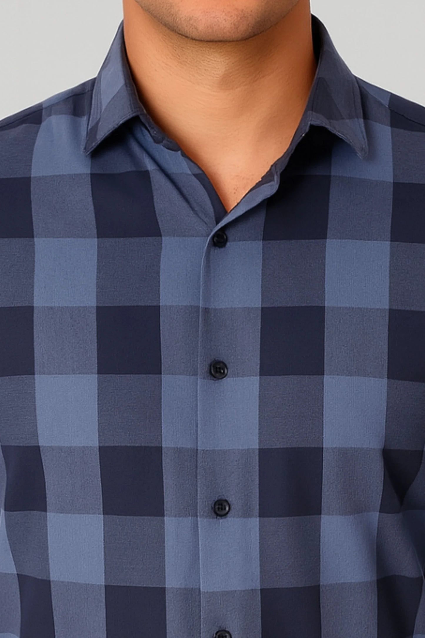 CHECKERED SHIRT | DENIM BLUE