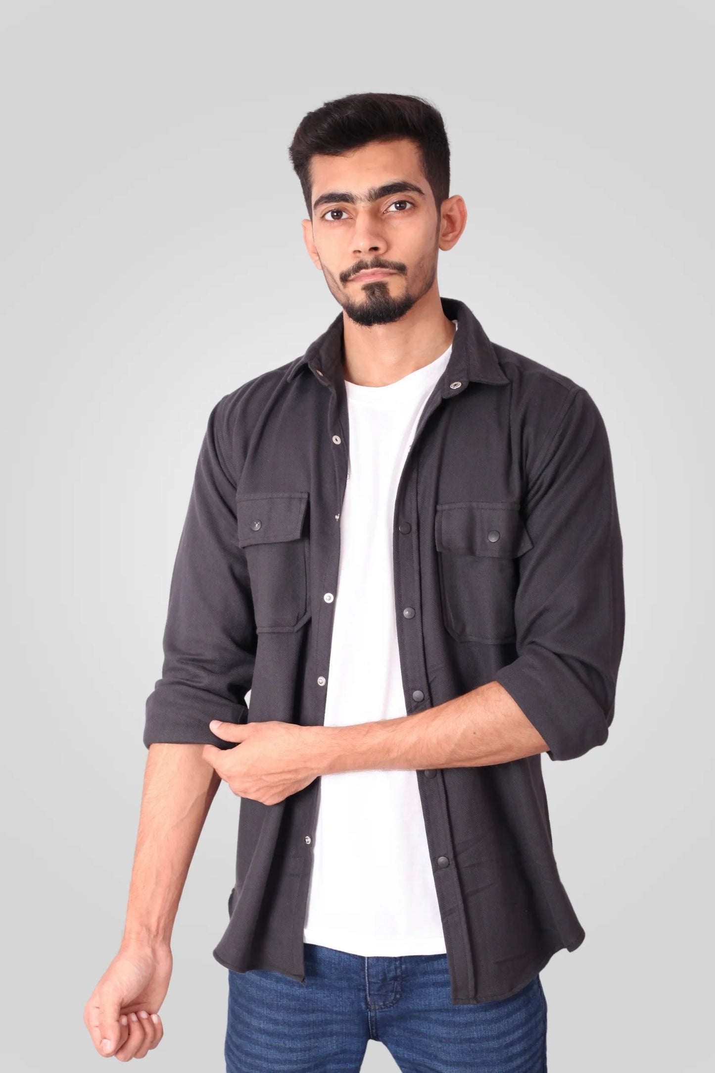 CHARCOAL FLANNEL SHACKET (FS03)