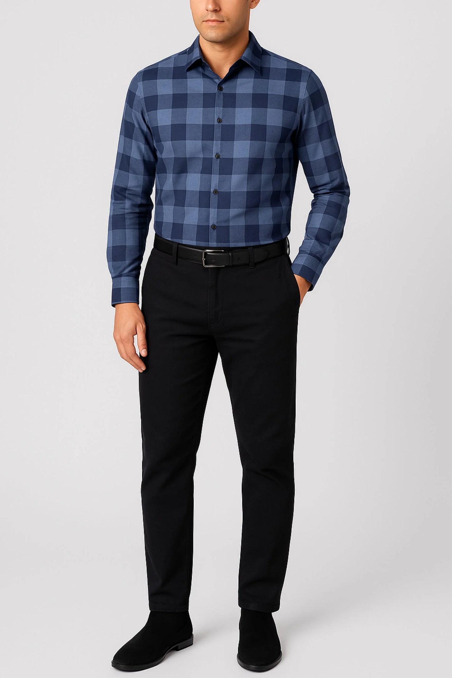 CHECKERED SHIRT | DENIM BLUE