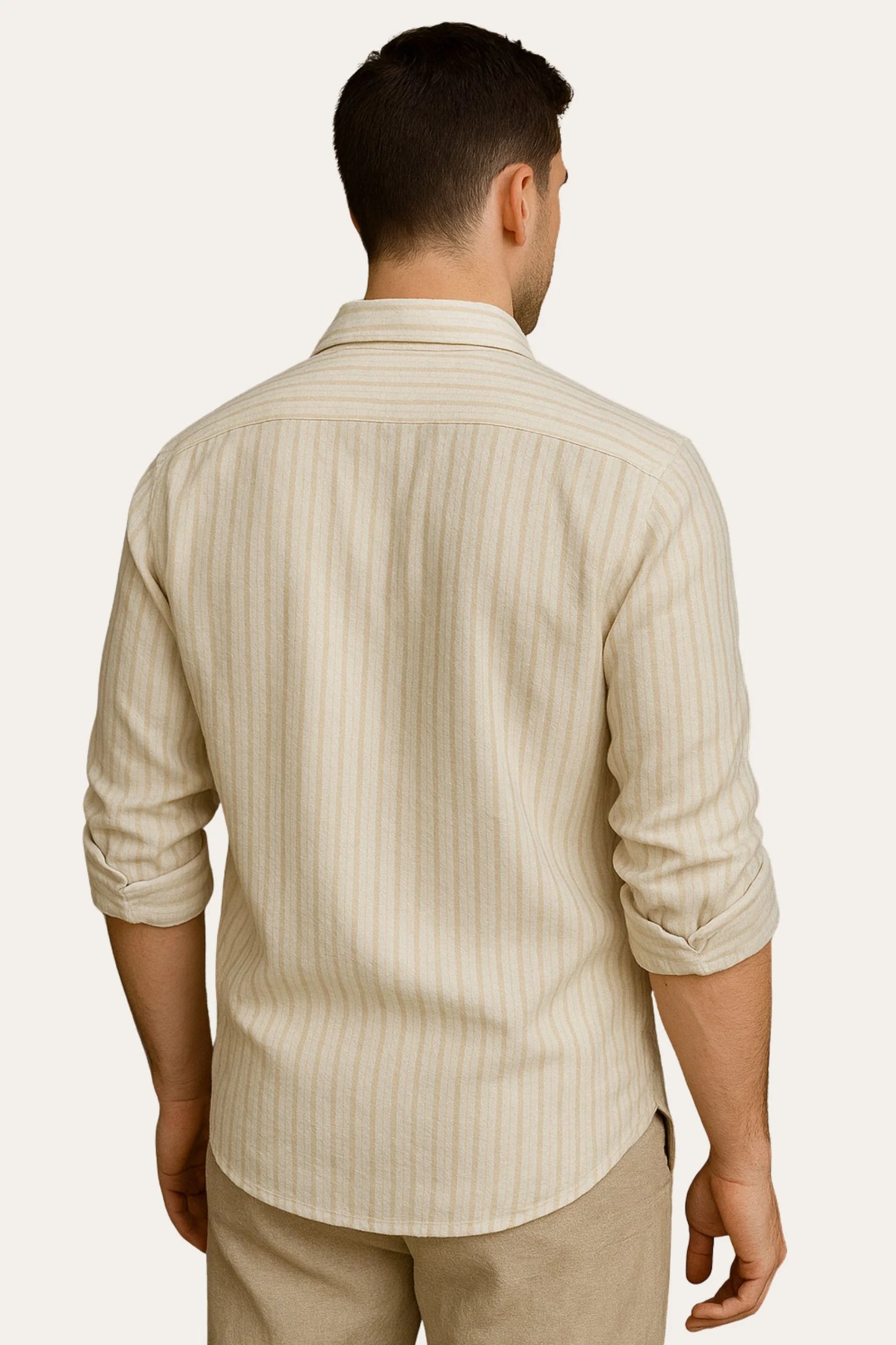 LINEN STRIPED SHIRT | BEIGE/WHITE