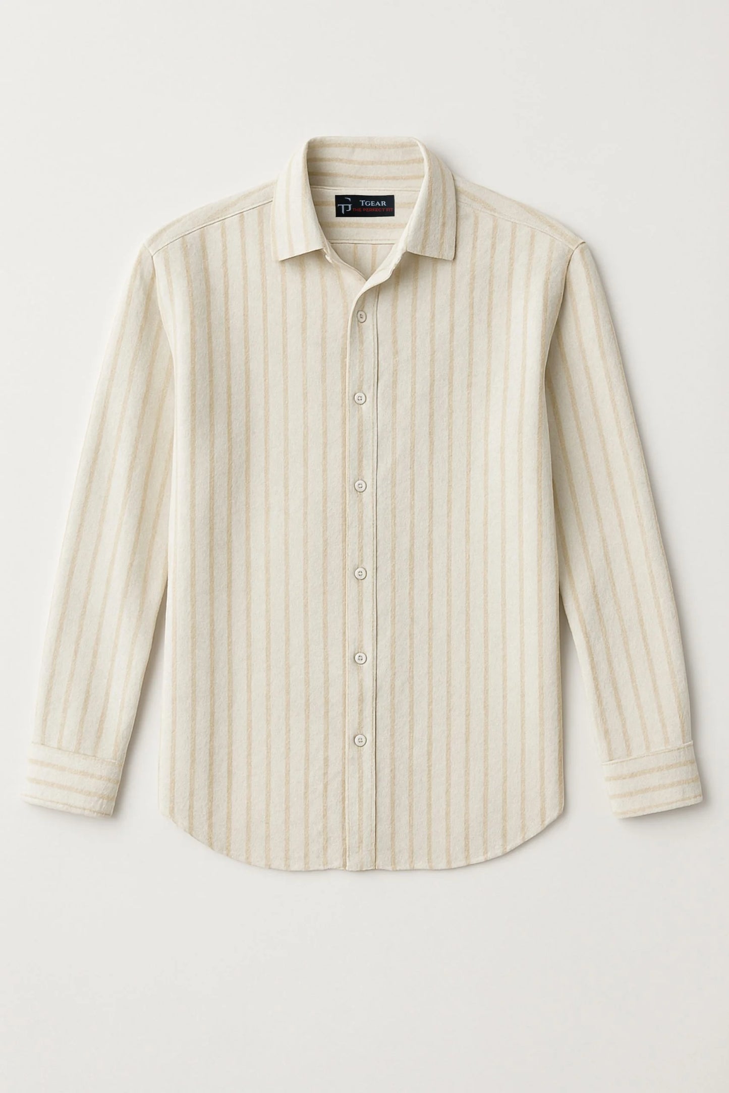 LINEN STRIPED SHIRT | BEIGE/WHITE