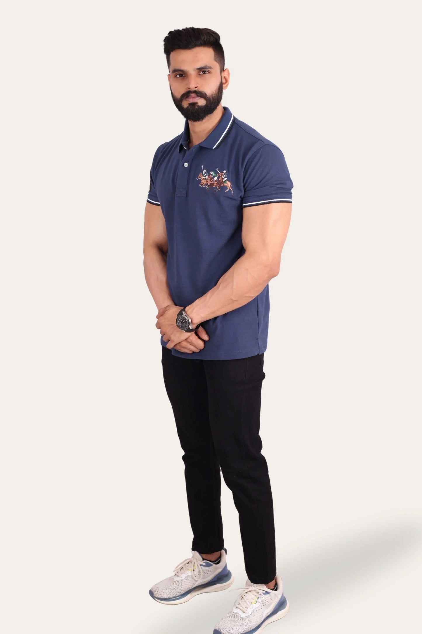 3 PONY POLO | DENIM BLUE