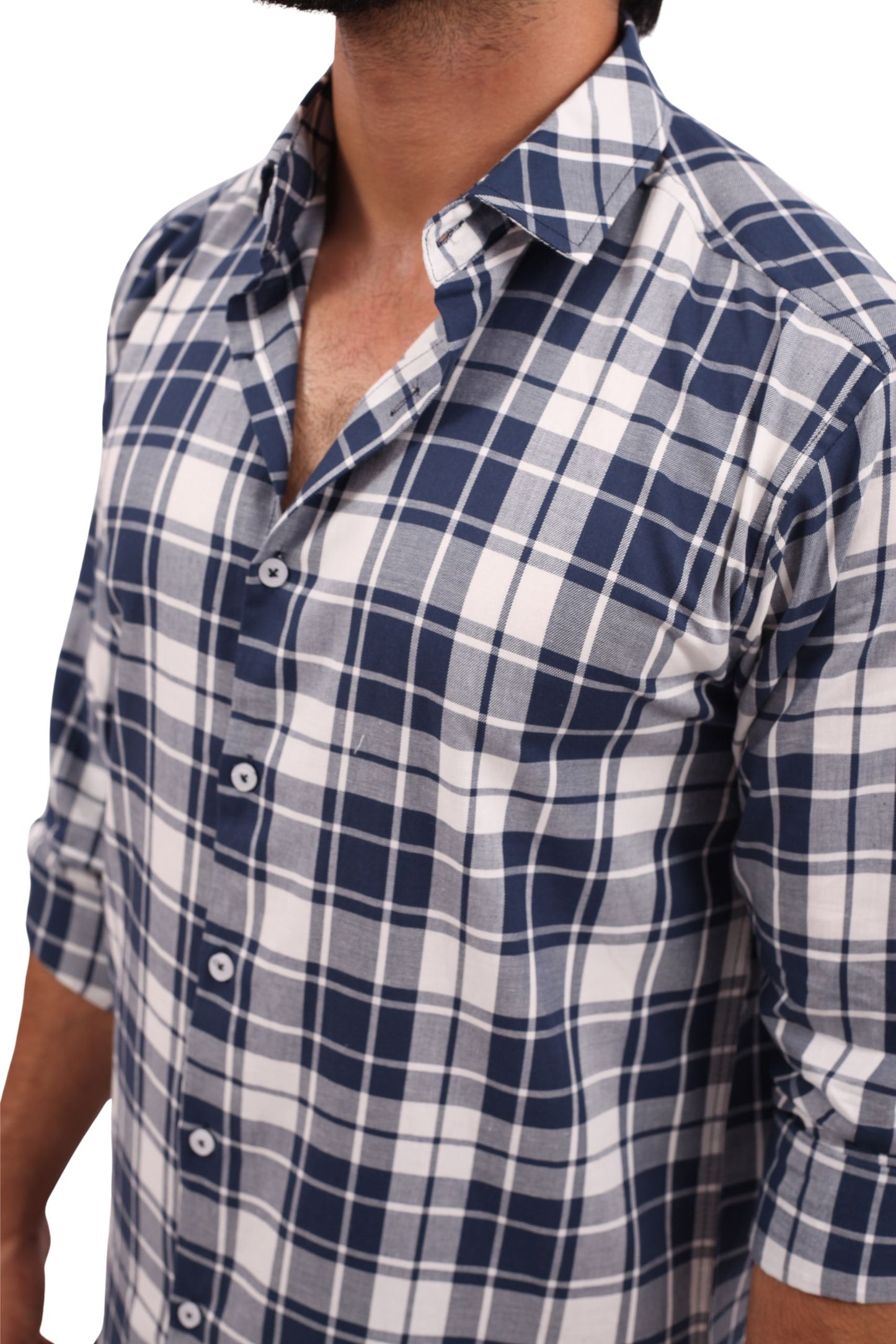 CHECKERED SHIRT | WHITE / NAVY