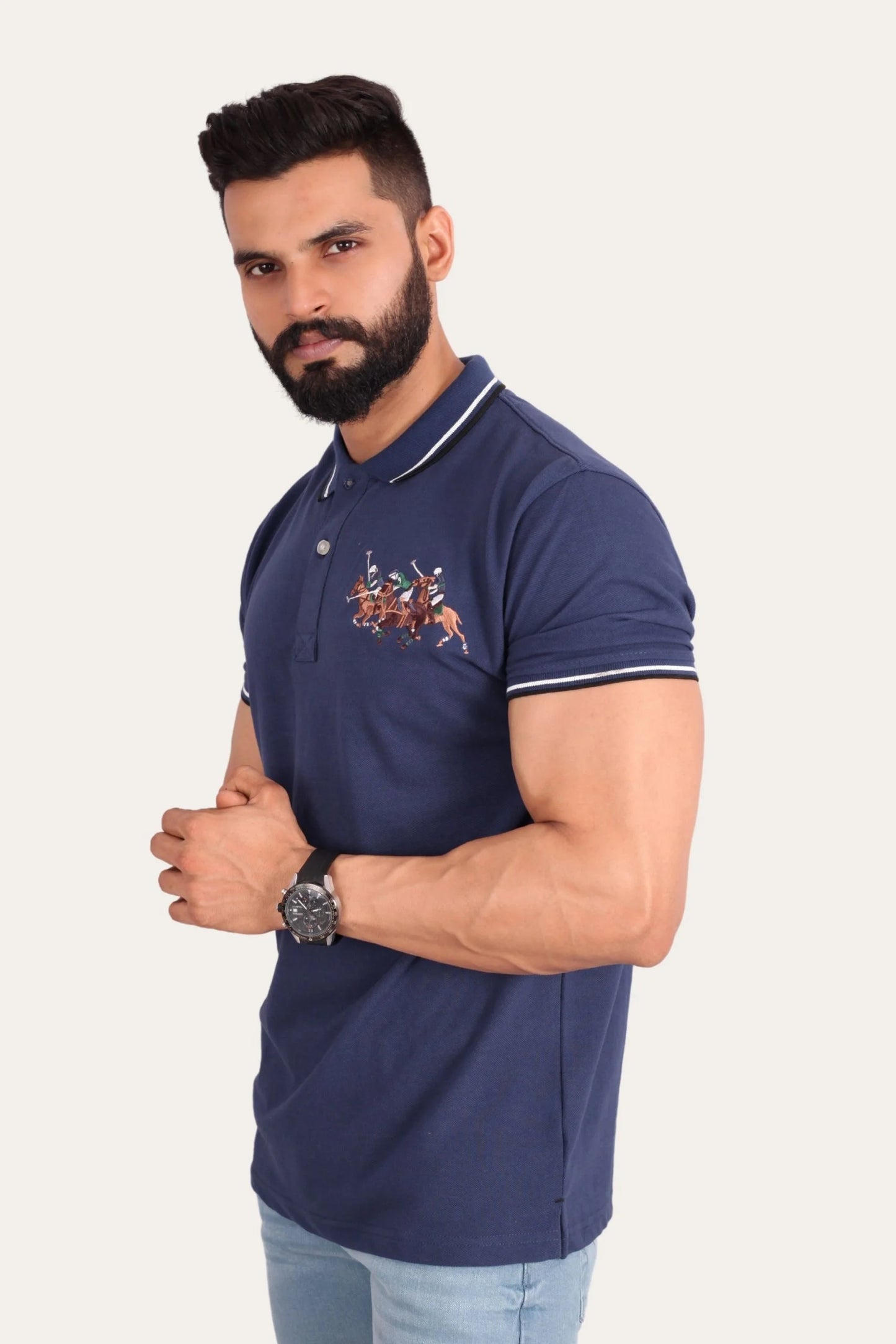 3 PONY POLO | DENIM BLUE
