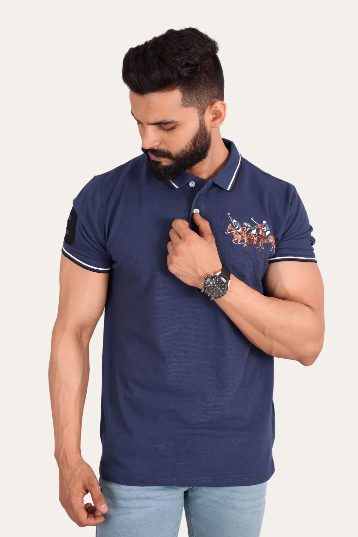 3 PONY POLO | DENIM BLUE