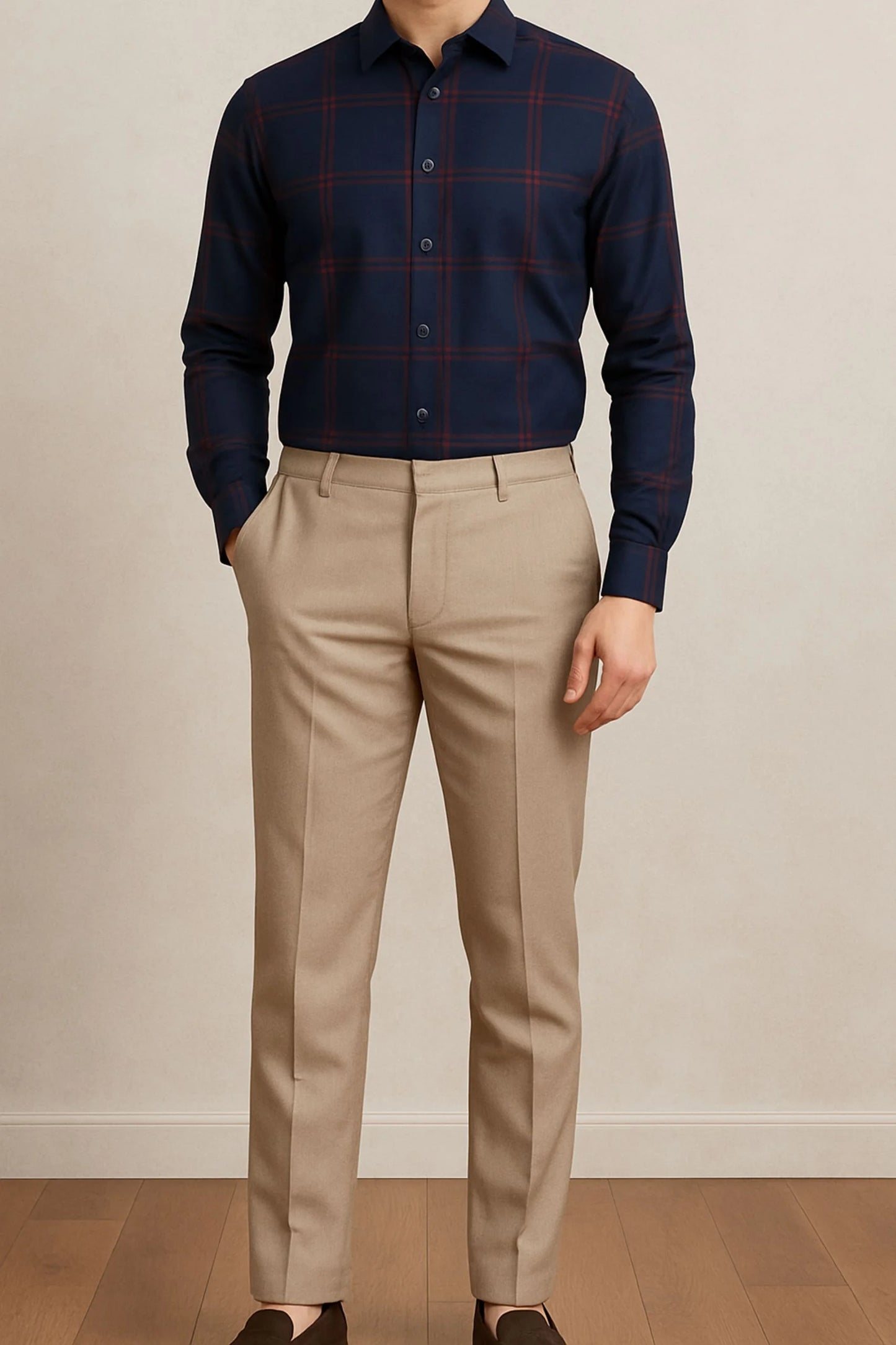 CHECKERED SHIRT | NAVY/RED