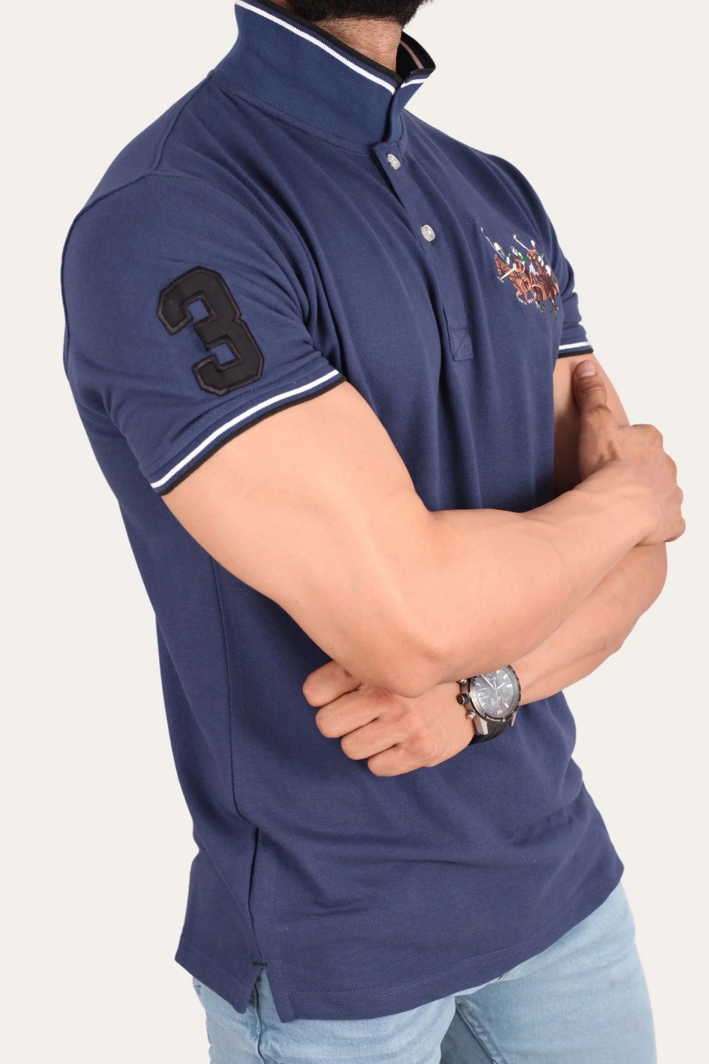 3 PONY POLO | DENIM BLUE
