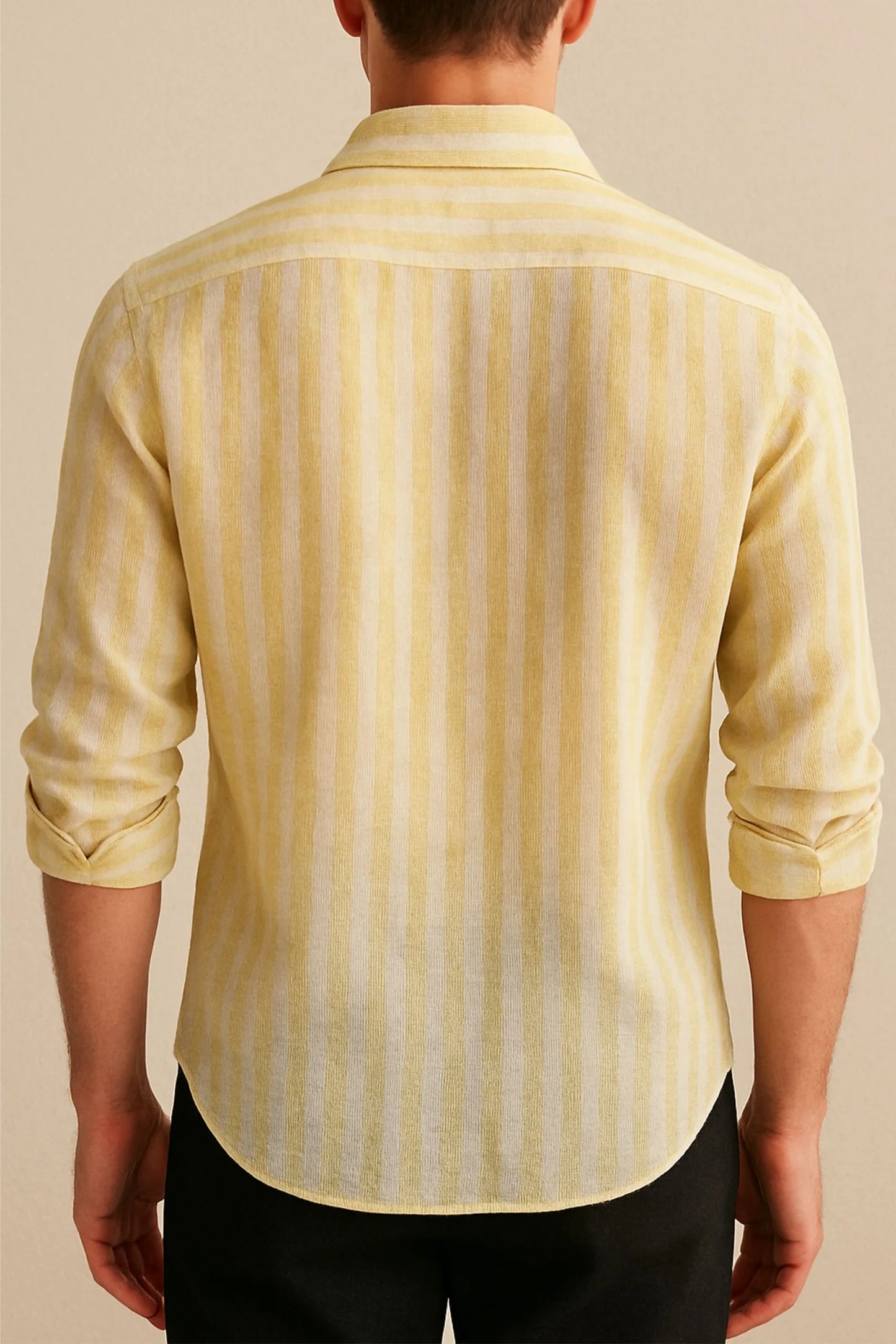 LINEN STRIPED SHIRT | LIME YELLOW/WHITE