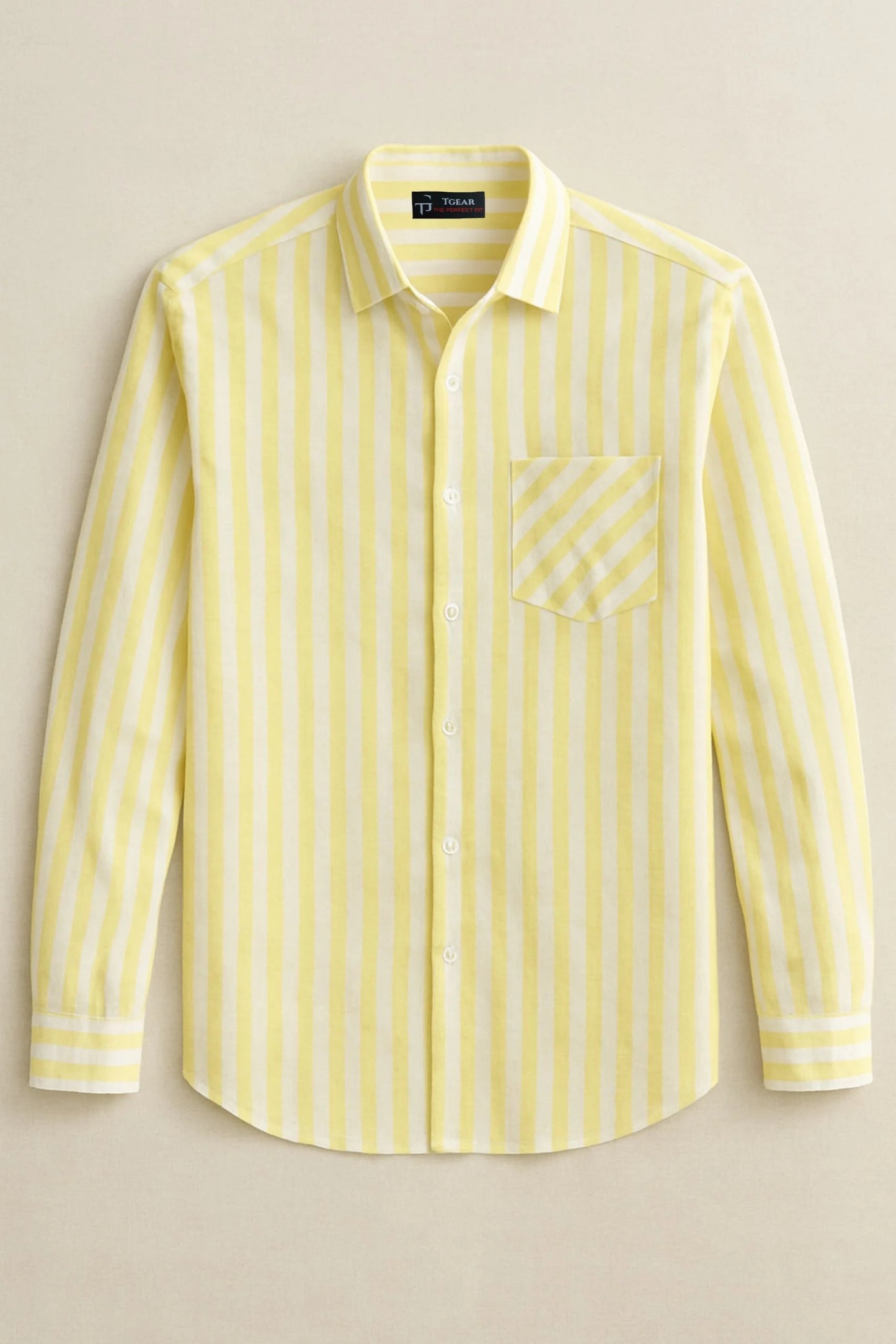 LINEN STRIPED SHIRT | LIME YELLOW/WHITE