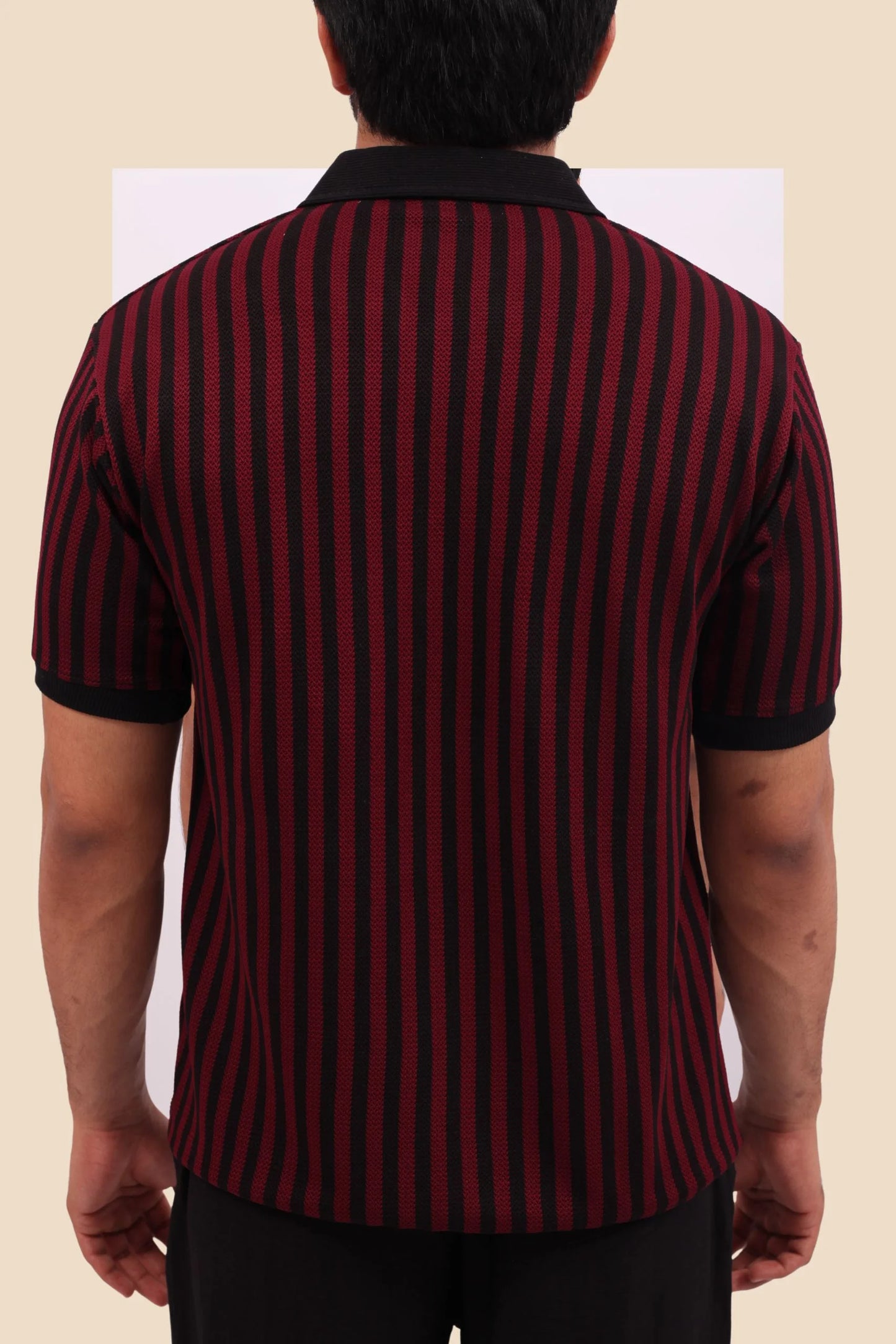KNITTED POLO | MAROON / BLACK