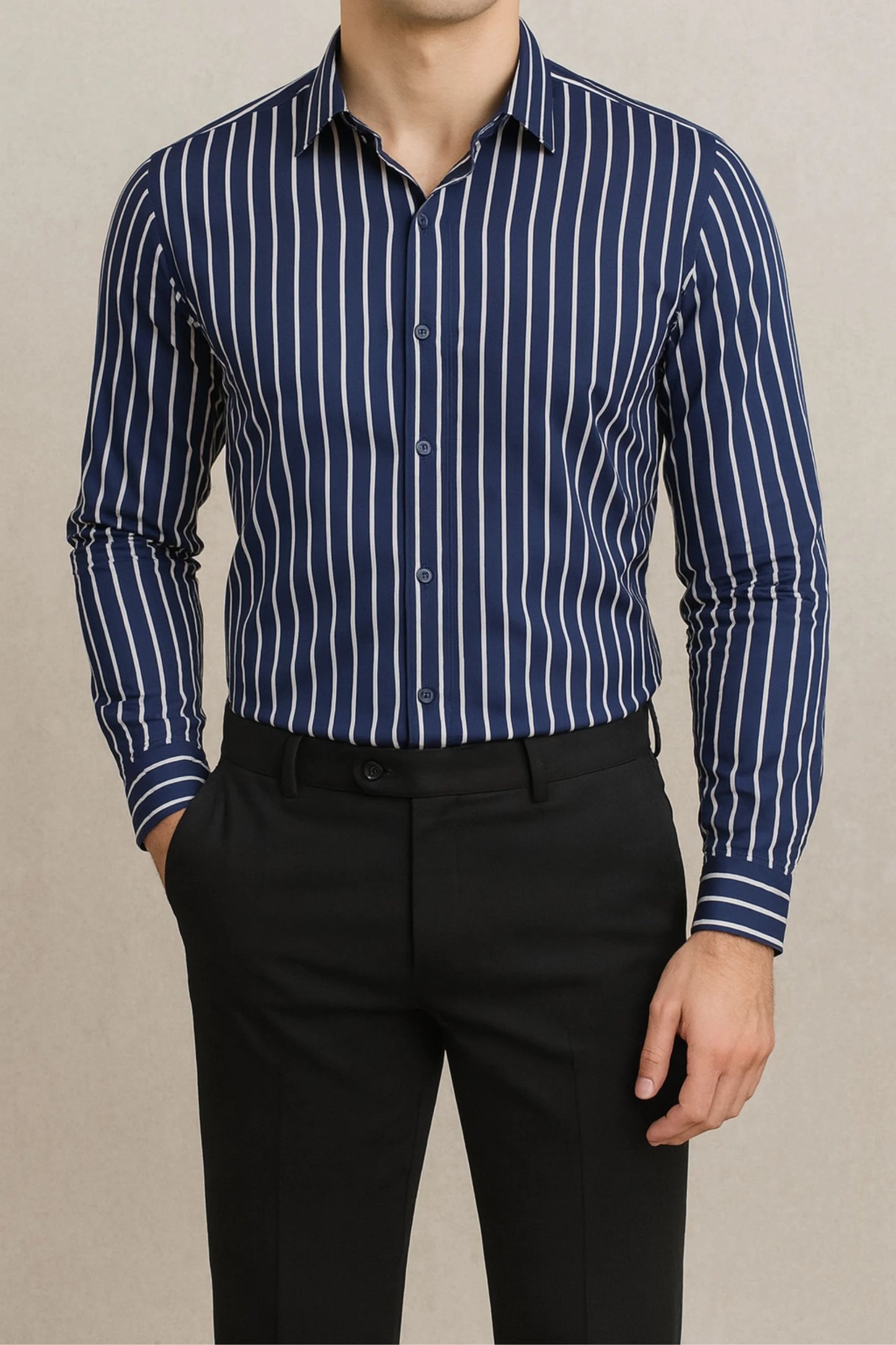 STRIPPED SHIRT | NAVY/WHITE