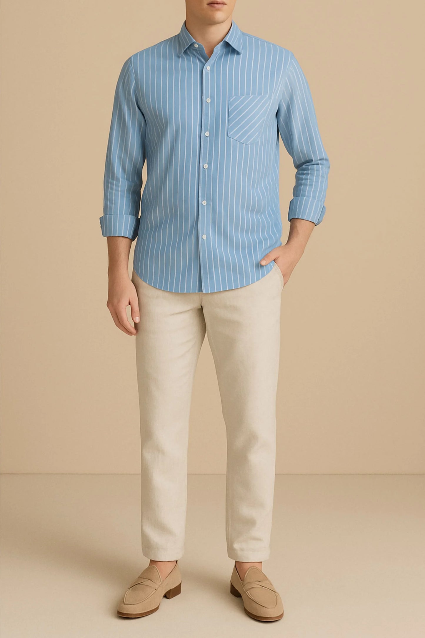 STRIPED SHIRT | LIGHT BLUE/WHITE