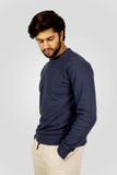 MID BLUE TEXTURED T-SHIRT