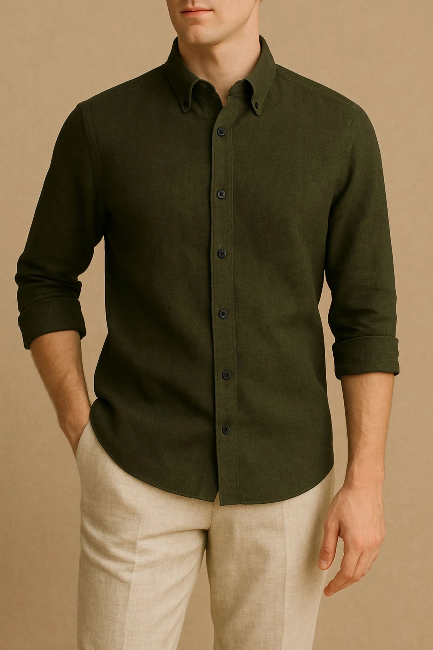 LINEN SHIRT | OLIVE GREEN