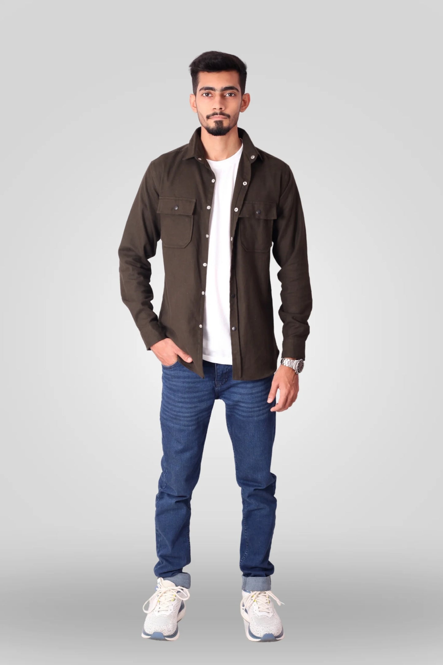 OLIVE FLANNEL SHACKET (FS01)