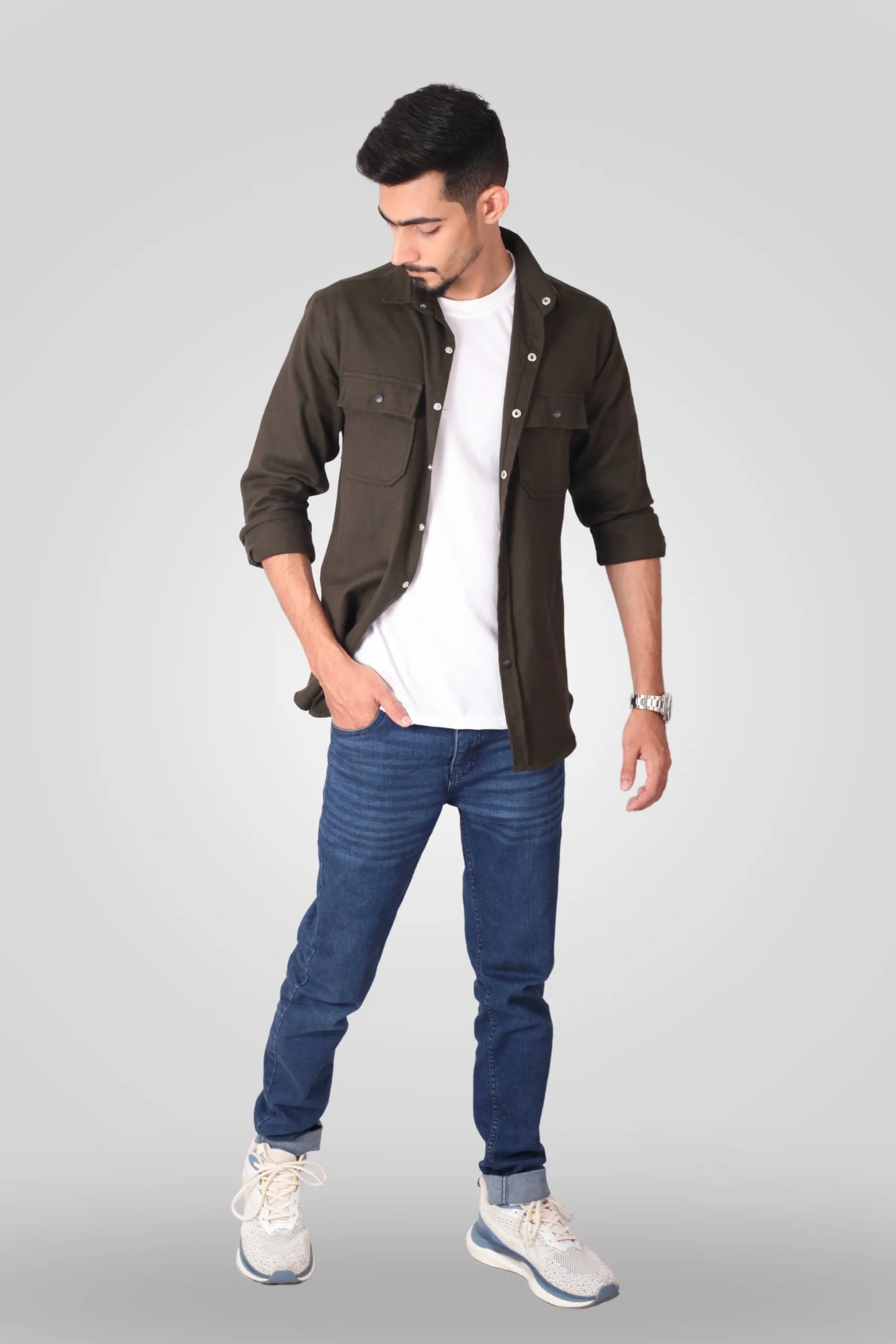OLIVE FLANNEL SHACKET (FS01)