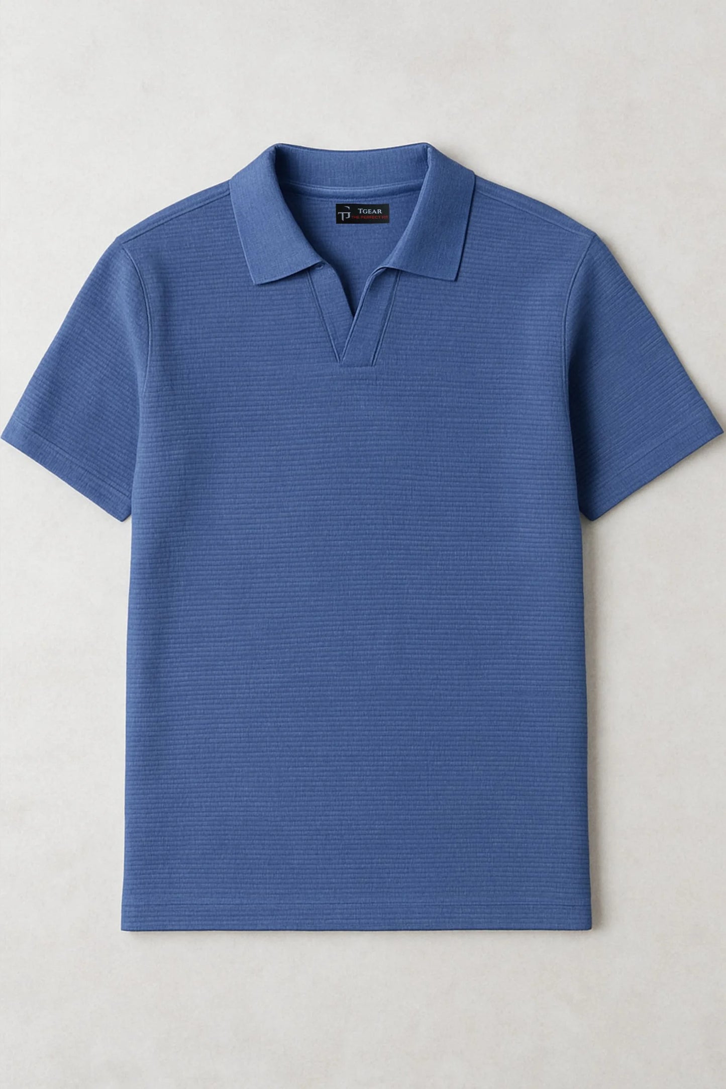 WAFFLE KNIT POLO | SLATE BLUE