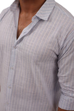 LINEN STRIPPED SHIRT | POWDER BLUE/WHITE