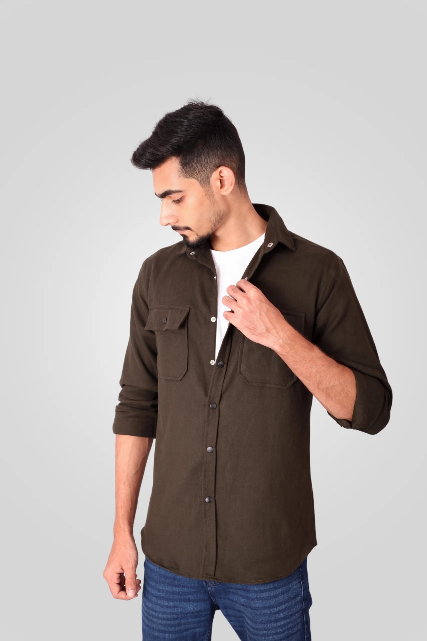 OLIVE FLANNEL SHACKET (FS01)