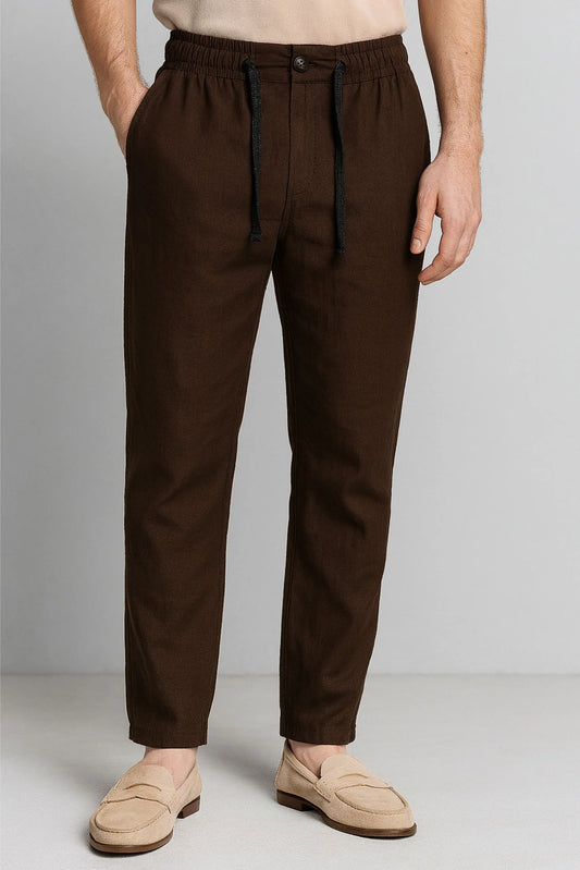 LINEN TROUSER | DARK BROWN