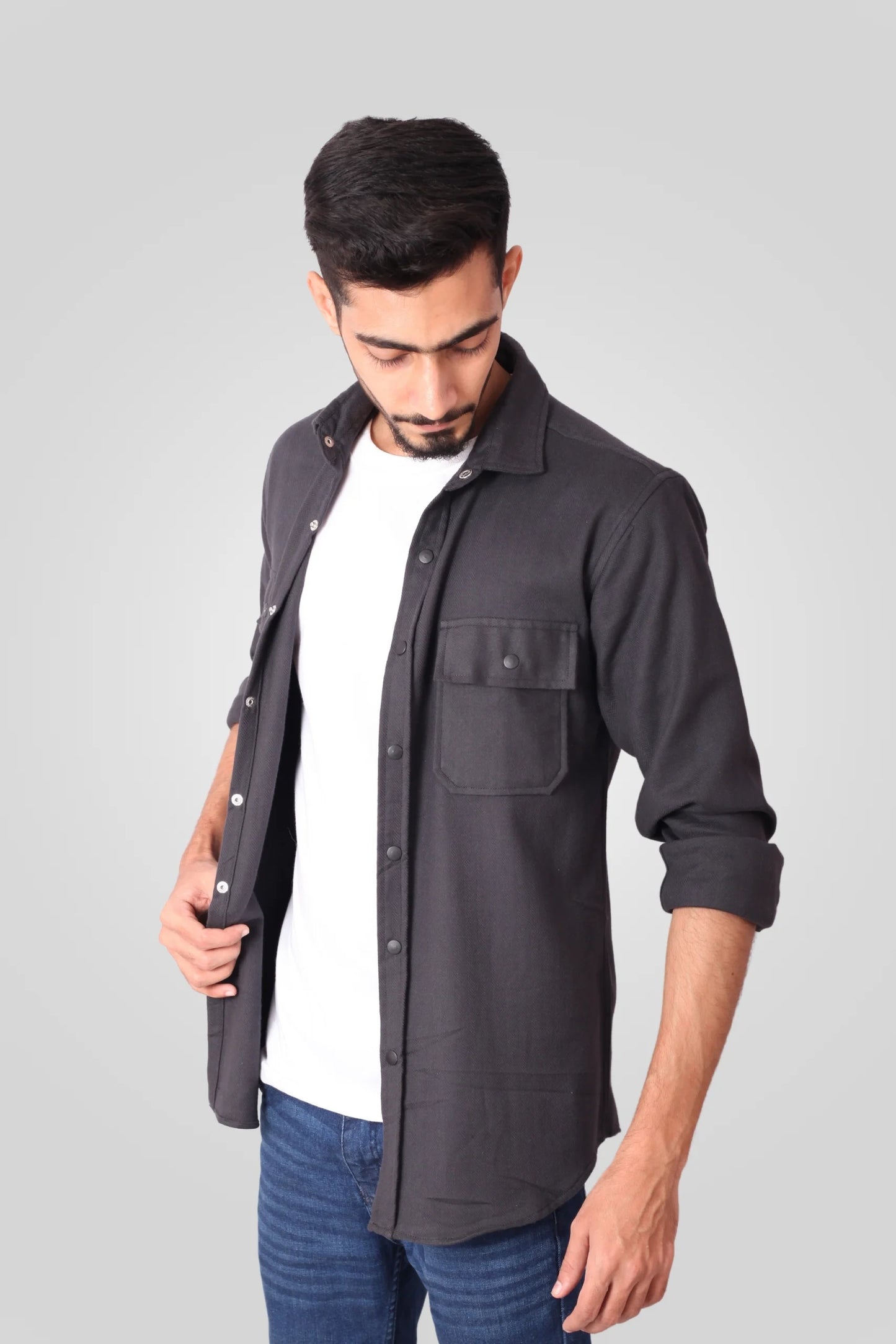 CHARCOAL FLANNEL SHACKET (FS03)