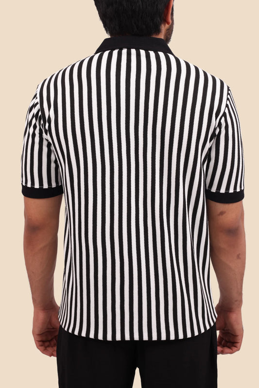 KNITTED POLO | WHITE / BLACK