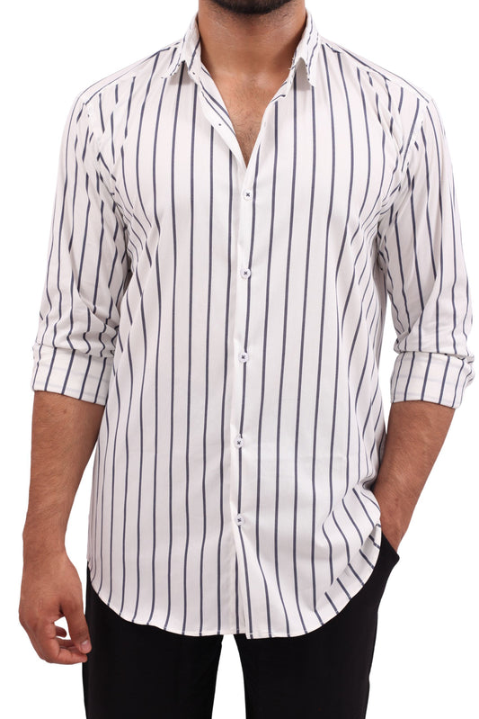 STRIPED SHIRT | WHITE / CHARCOAL