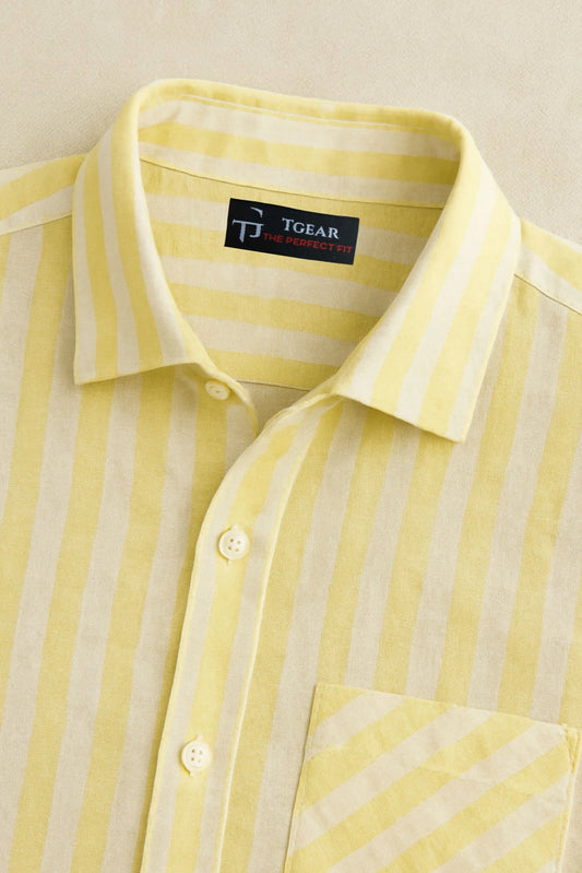 LINEN STRIPED SHIRT | LIME YELLOW/WHITE