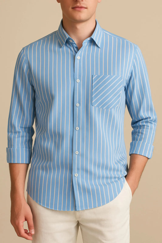 STRIPED SHIRT  | LIGHT BLUE/WHITE