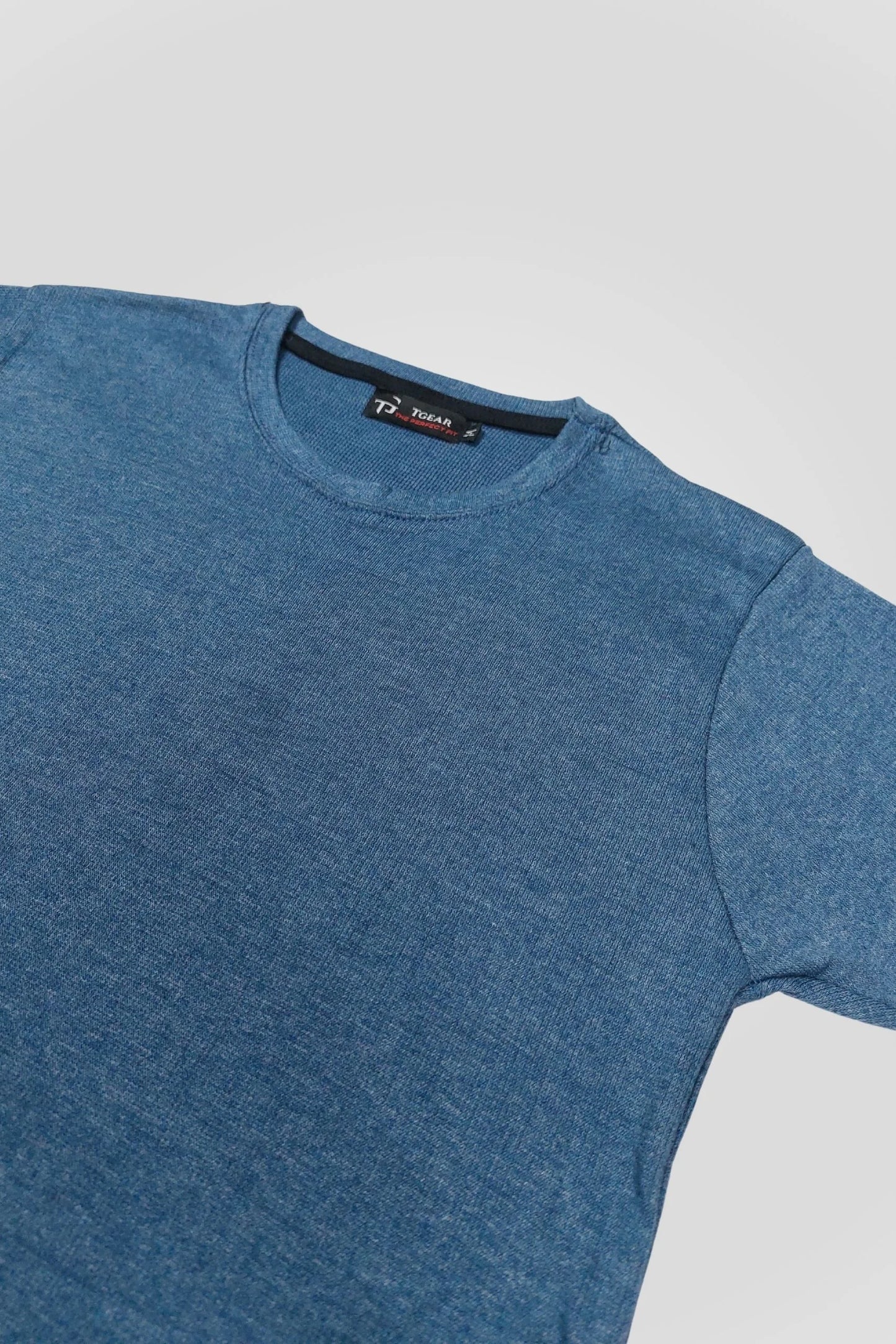 DENIM BLUE TEXTURED T-SHIRT