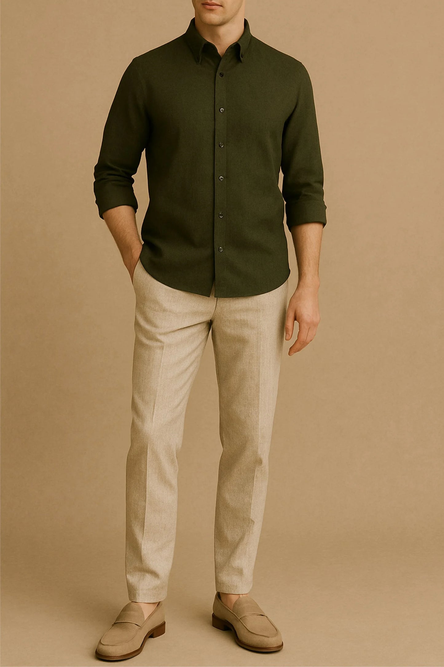 LINEN SHIRT | OLIVE GREEN