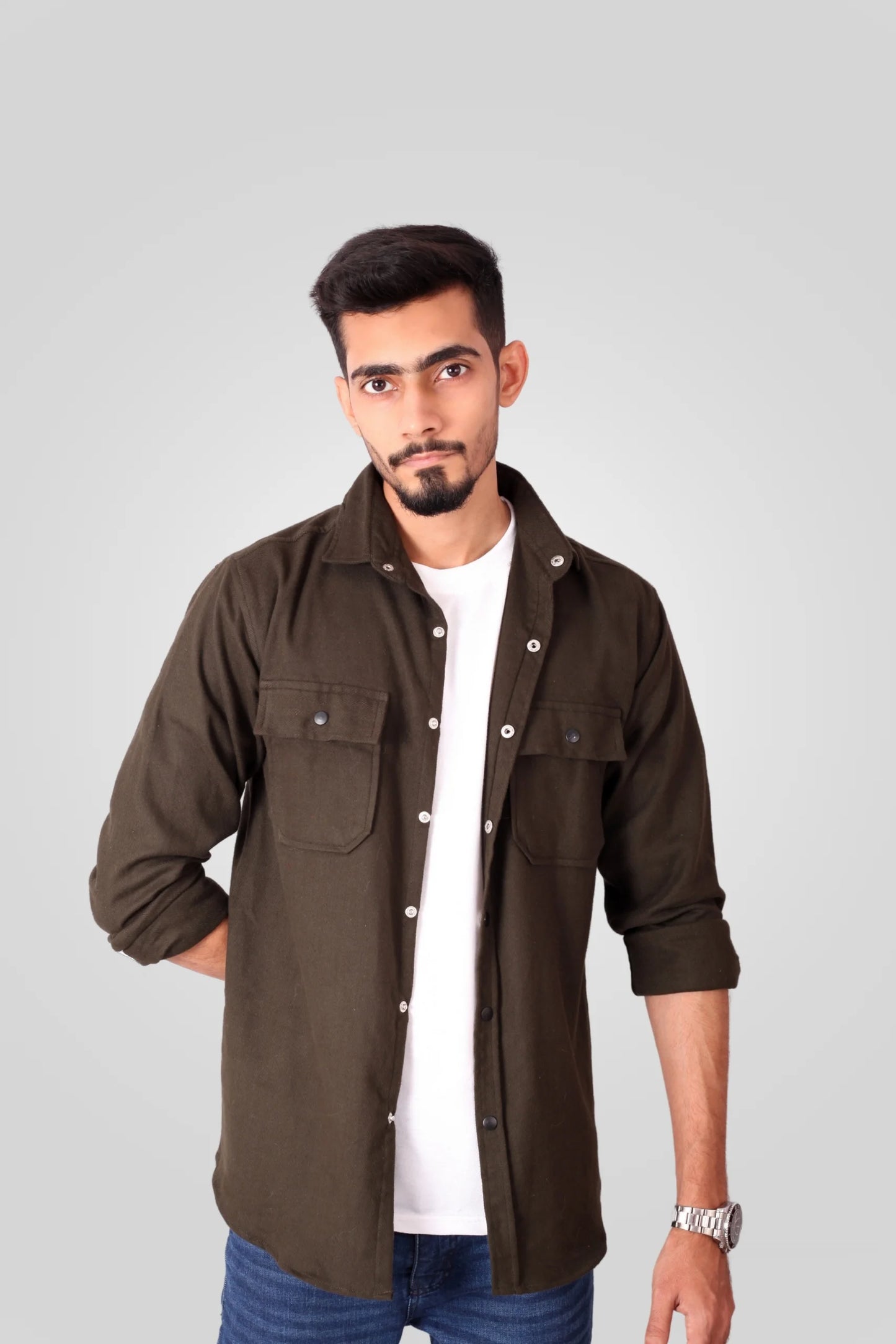 OLIVE FLANNEL SHACKET (FS01)