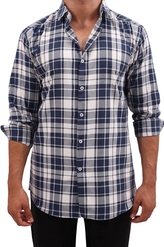 CHECKERED SHIRT | WHITE / NAVY